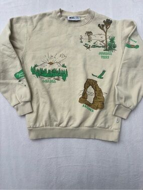 Parks Project Crewneck Sweatshirt - Cream with Green & Brown Graphics